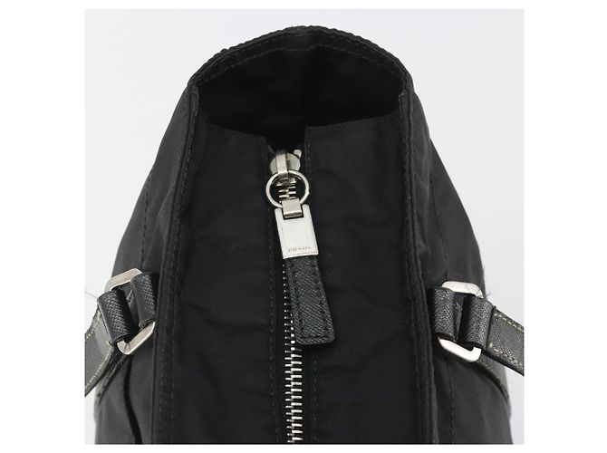 Borsa a mano PRADA Pocono Nylon Pelle Black Silver Auth mr2838 Nero Argento - vista 18