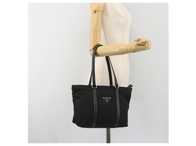 Borsa a mano PRADA Pocono Nylon Pelle Black Silver Auth mr2838 Nero Argento - vista 24