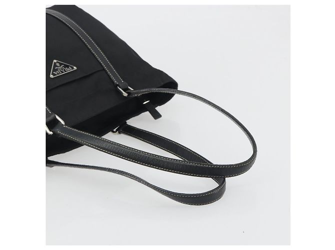 Borsa a mano PRADA Pocono Nylon Pelle Black Silver Auth mr2838 Nero Argento - vista 7