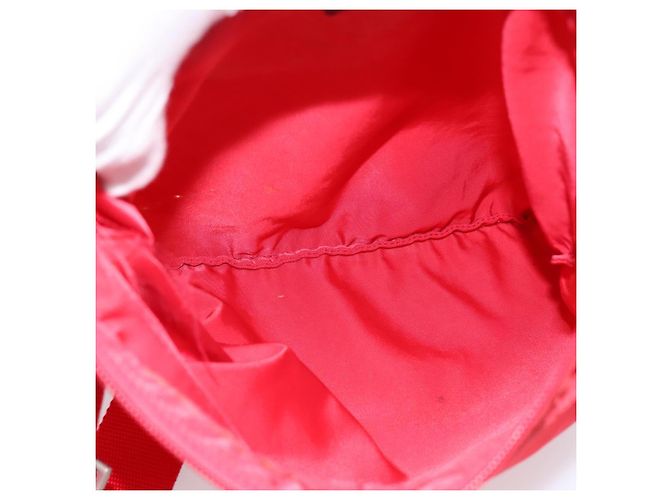 Borsa a tracolla PRADA Nylon Rosso Argento Auth 198455 - vista 11