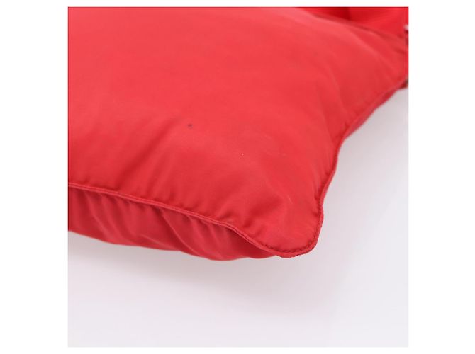 Borsa a tracolla PRADA Nylon Rosso Argento Auth 198455 - vista 14