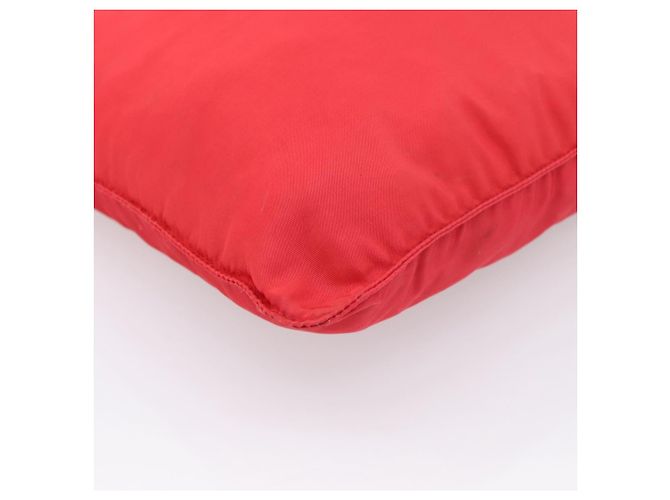 Borsa a tracolla PRADA Nylon Rosso Argento Auth 198455 - vista 15