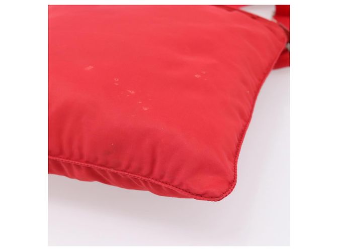 Borsa a tracolla PRADA Nylon Rosso Argento Auth 198455 - vista 16