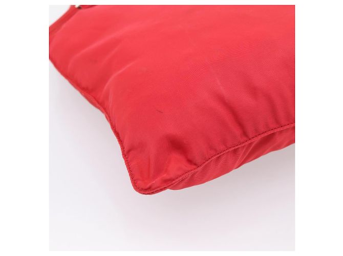 Borsa a tracolla PRADA Nylon Rosso Argento Auth 198455 - vista 17