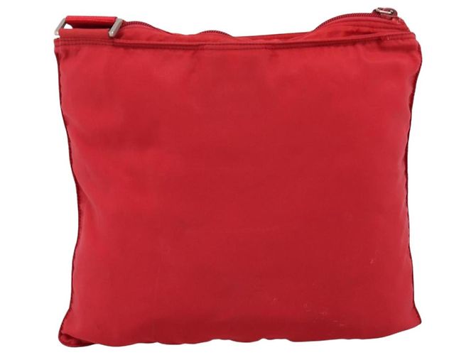 Borsa a tracolla PRADA Nylon Rosso Argento Auth 198455 - vista 2