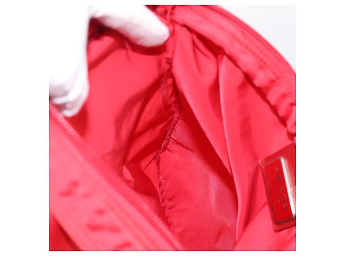 Borsa a tracolla PRADA Nylon Rosso Argento Auth 198455 - vista 21