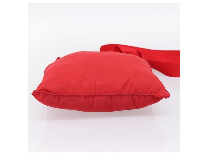 Borsa a tracolla PRADA Nylon Rosso Argento Auth 198455 - vista 5