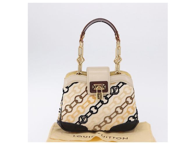 LOUIS VUITTON Monogram Charm Mini Linda Hand Bag Ivory LV Auth 196930M Crudo - vista 12