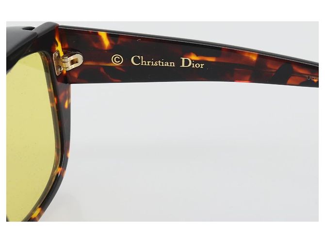 Lunettes de soleil Christian Dior Plastique Tortoise Brown Gold Auth BA15026V Marron Doré - vue 10