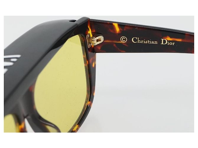 Lunettes de soleil Christian Dior Plastique Tortoise Brown Gold Auth BA15026V Marron Doré - vue 12