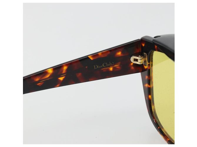 Lunettes de soleil Christian Dior Plastique Tortoise Brown Gold Auth BA15026V Marron Doré - vue 14