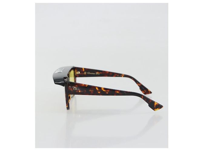 Lunettes de soleil Christian Dior Plastique Tortoise Brown Gold Auth BA15026V Marron Doré - vue 4