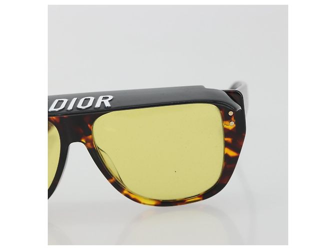 Lunettes de soleil Christian Dior Plastique Tortoise Brown Gold Auth BA15026V Marron Doré - vue 7