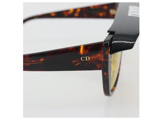 Lunettes de soleil Christian Dior Plastique Tortoise Brown Gold Auth BA15026V Marron Doré - vue 9