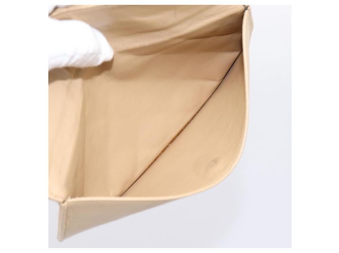 Cartera larga CHANEL Matelasse de piel de cordero Beige Gold CC Auth BA15254 Dorado - vista 12