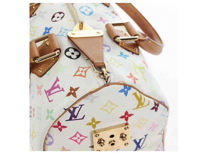 Borsa LOUIS VUITTON Monogram Multicolor Speedy 30 White Bron M92643 Auth 196338V Bianco Bronzo - vista 24