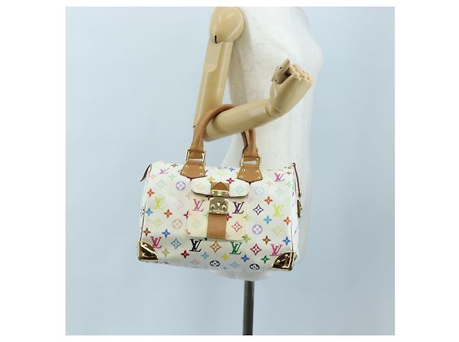 Borsa LOUIS VUITTON Monogram Multicolor Speedy 30 White Bron M92643 Auth 196338V Bianco Bronzo - vista 28