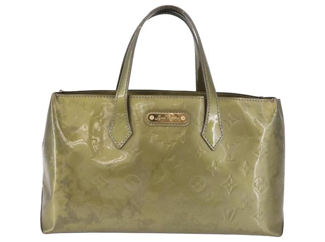 Borsa LOUIS VUITTON Monogram Vernis Wilshire PM Gris Art Deco M91627 Auth 197033 Grigio - vista 13