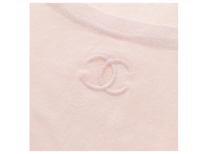 Top CHANEL CC Manga 3/4 Algodón Rosa CC Auth am12359V - vista 8