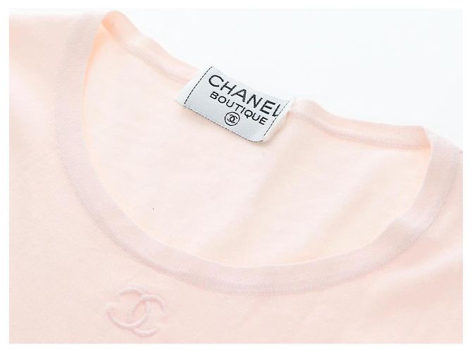 Top CHANEL CC Manga 3/4 Algodón Rosa CC Auth am12359V - vista 9