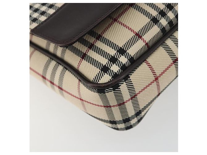 Bolso de hombro BURBERRY Nova Check Canvas Beige Silver Auth 196647A Plata - vista 14