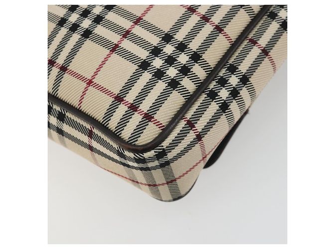 Bolso de hombro BURBERRY Nova Check Canvas Beige Silver Auth 196647A Plata - vista 15