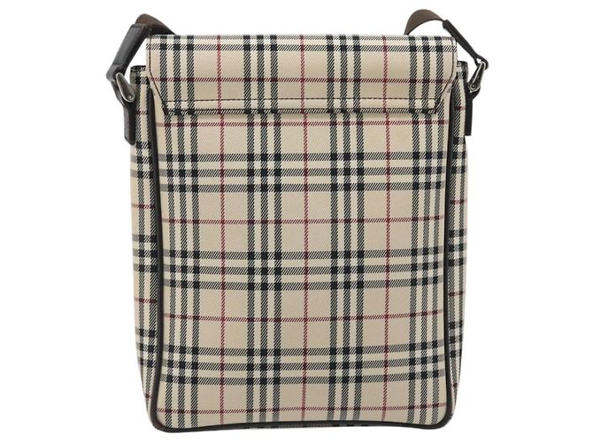Bolso de hombro BURBERRY Nova Check Canvas Beige Silver Auth 196647A Plata - vista 2