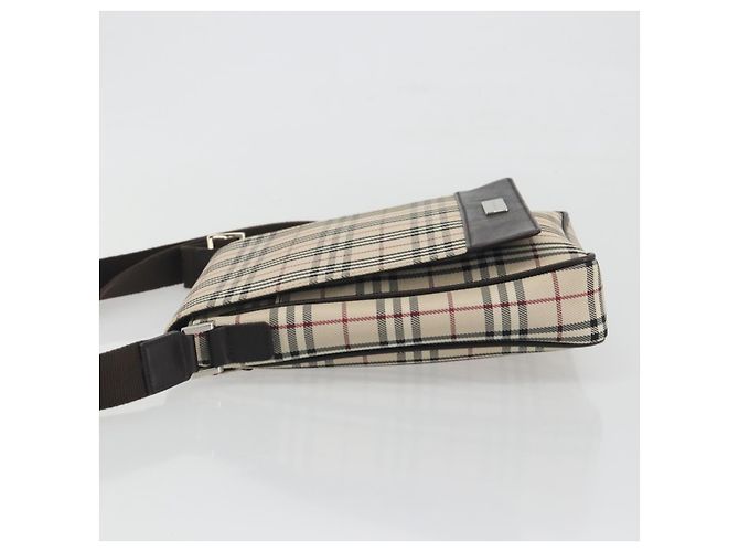 Bolso de hombro BURBERRY Nova Check Canvas Beige Silver Auth 196647A Plata - vista 4