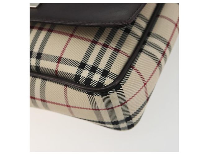 Bolso de hombro BURBERRY Nova Check Canvas Beige Silver Auth 196647A Plata - vista 9