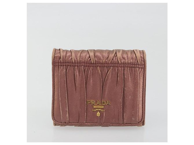 Portafoglio PRADA in Pelle Set da 2 Oro Rosa Auth bs36787 D'oro - vista 10