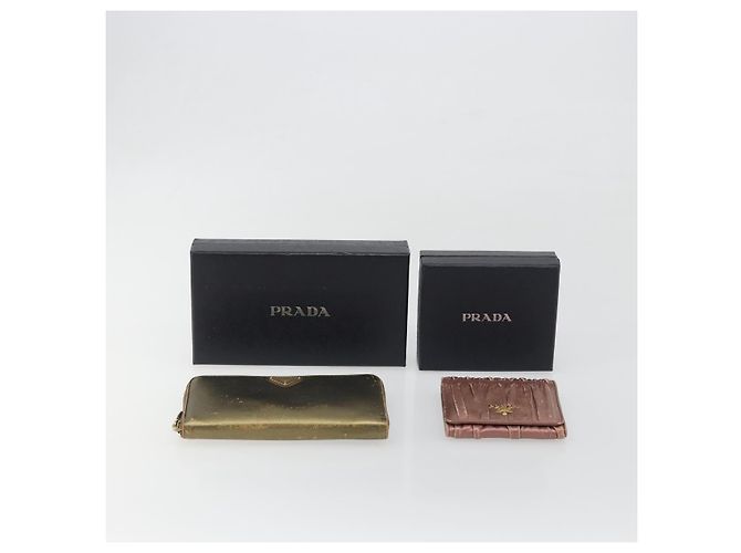 Portafoglio PRADA in Pelle Set da 2 Oro Rosa Auth bs36787 D'oro - vista 18