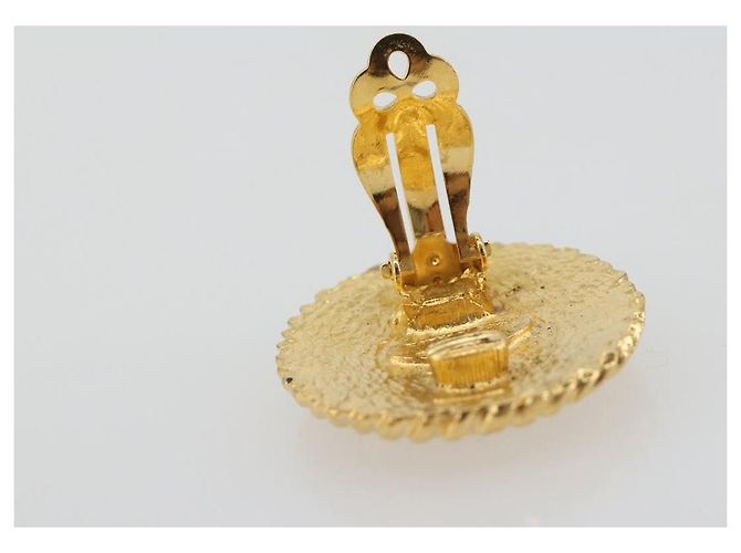 Orecchini CHANEL Knight Metal Gold Tone CC Auth 198847 - vista 10