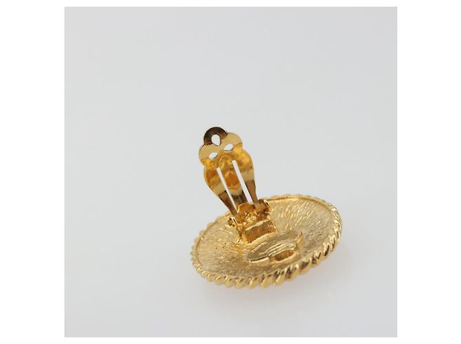 Orecchini CHANEL Knight Metal Gold Tone CC Auth 198847 - vista 5
