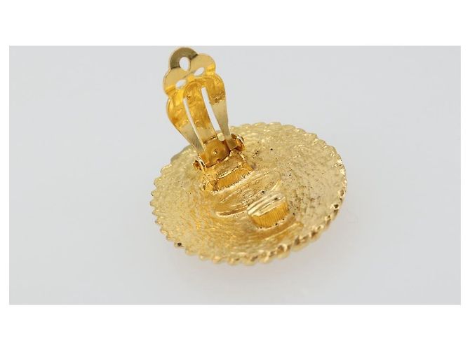 Orecchini CHANEL Knight Metal Gold Tone CC Auth 198847 - vista 9