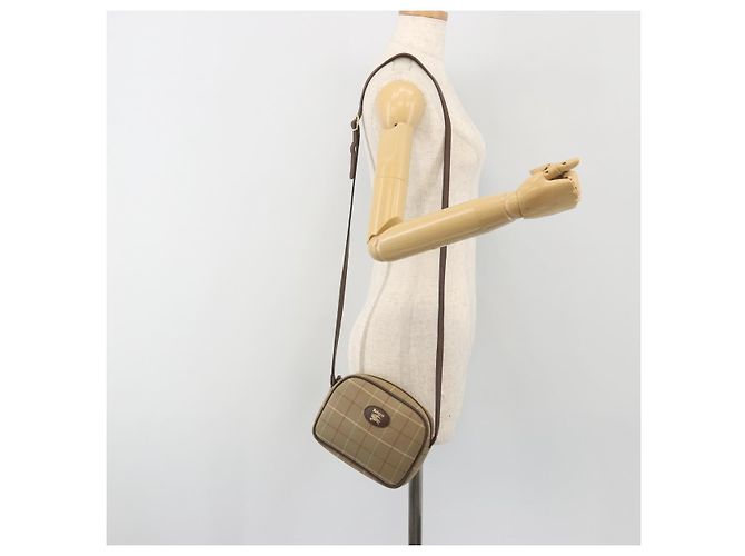 Borsa a tracolla Burberrys Nova Check Canvas Beige Tono Oro Auth BA14775 - vista 19