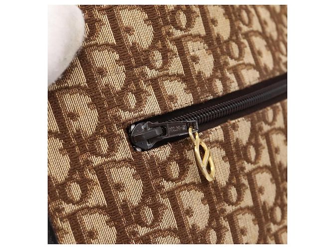 Borsa a mano Christian Dior Trotter Canvas Beige Gold Tone Auth 196433A - vista 15