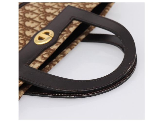 Borsa a mano Christian Dior Trotter Canvas Beige Gold Tone Auth 196433A - vista 7