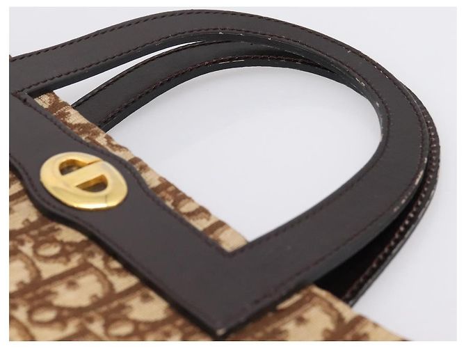 Borsa a mano Christian Dior Trotter Canvas Beige Gold Tone Auth 196433A - vista 8