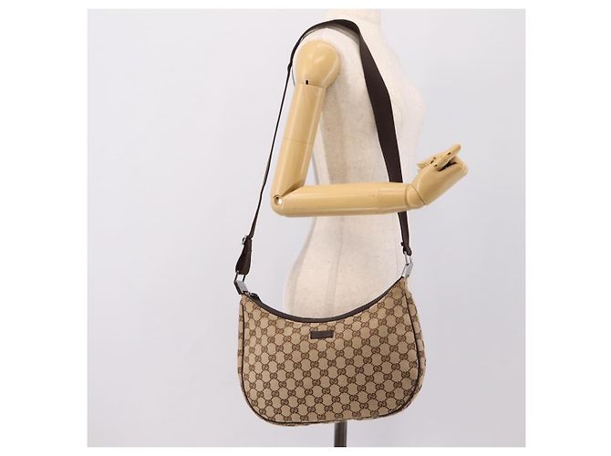 Borsa a Tracolla GUCCI GG Canvas Beige Silver 122790 Auth am12405V Argento - vista 22