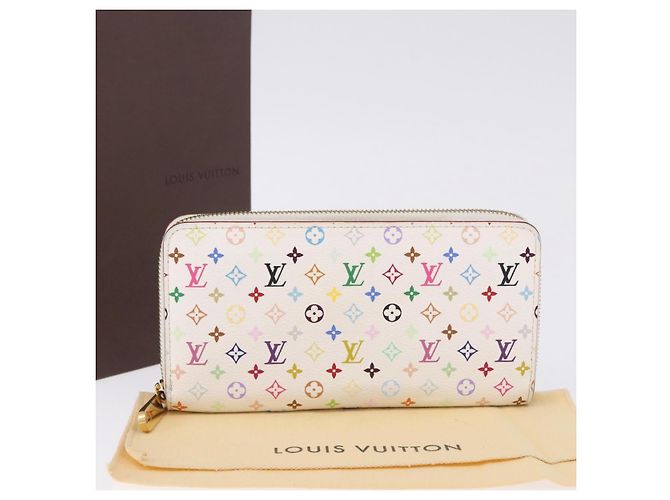 LOUIS VUITTON Monogram Multicolor Zippy Wallet White Orange M60241 Auth BA14910V Bianco Arancione - vista 12