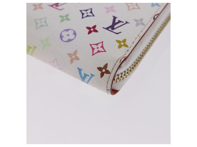 LOUIS VUITTON Monogram Multicolor Zippy Wallet White Orange M60241 Auth BA14910V Bianco Arancione - vista 15