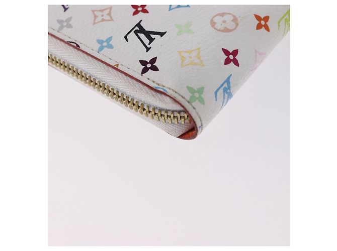 LOUIS VUITTON Monogram Multicolor Zippy Wallet White Orange M60241 Auth BA14910V Bianco Arancione - vista 16