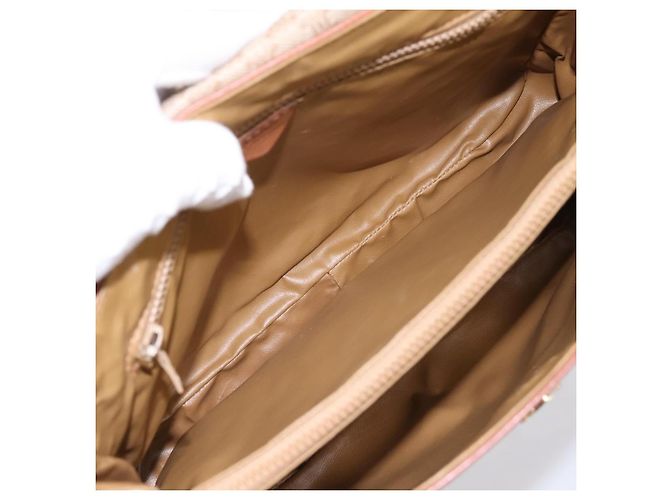 Céline Borsa a mano CELINE Macadam Canvas PVC Beige Gold Auth 198262 D'oro - vista 10