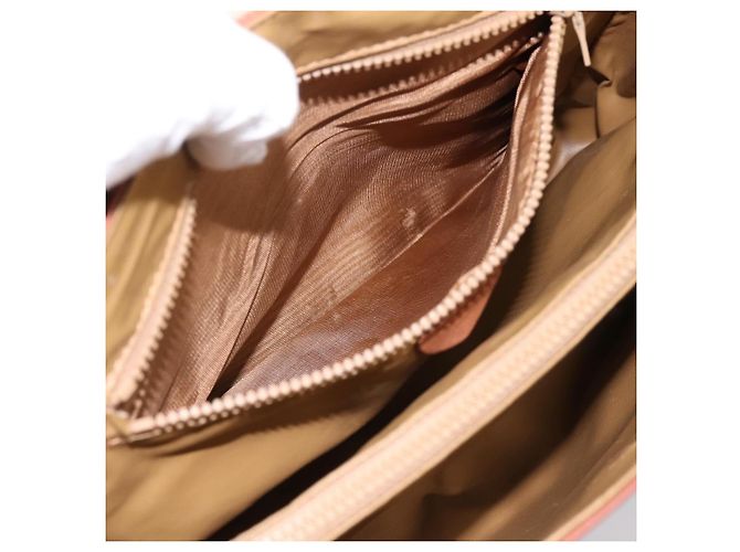 Céline Borsa a mano CELINE Macadam Canvas PVC Beige Gold Auth 198262 D'oro - vista 11
