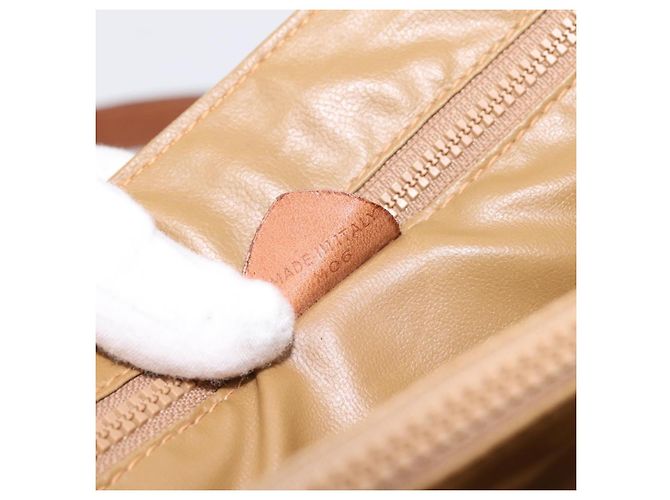 Céline Borsa a mano CELINE Macadam Canvas PVC Beige Gold Auth 198262 D'oro - vista 12
