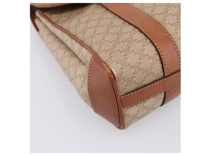 Céline Borsa a mano CELINE Macadam Canvas PVC Beige Gold Auth 198262 D'oro - vista 14