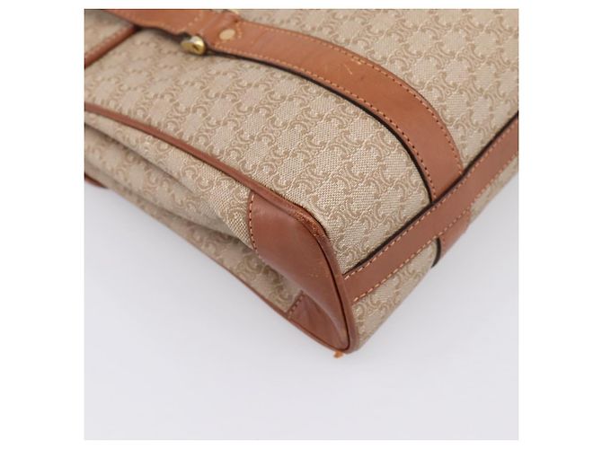 Céline Borsa a mano CELINE Macadam Canvas PVC Beige Gold Auth 198262 D'oro - vista 16