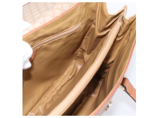 Céline Borsa a mano CELINE Macadam Canvas PVC Beige Gold Auth 198262 D'oro - vista 18