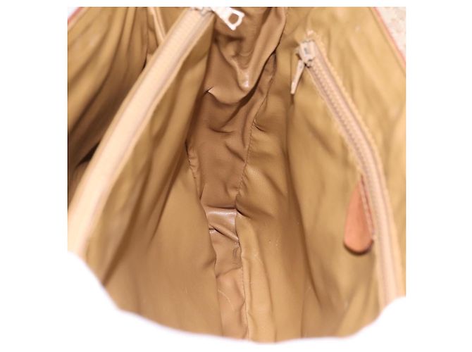 Céline Borsa a mano CELINE Macadam Canvas PVC Beige Gold Auth 198262 D'oro - vista 19