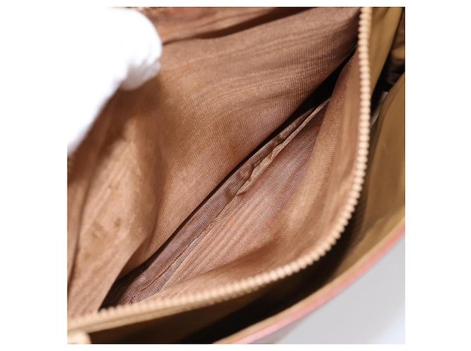 Céline Borsa a mano CELINE Macadam Canvas PVC Beige Gold Auth 198262 D'oro - vista 22